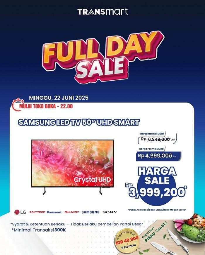 Beli TV di Transmart Full Day Sale, Diskonnya Nyaris Rp 3 Juta!