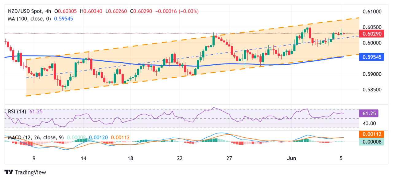 Dự báo giá NZD/USD: Giữ ổn định gần 0,6030; di chuyển ít sau khi công bố PMI của Trung Quốc