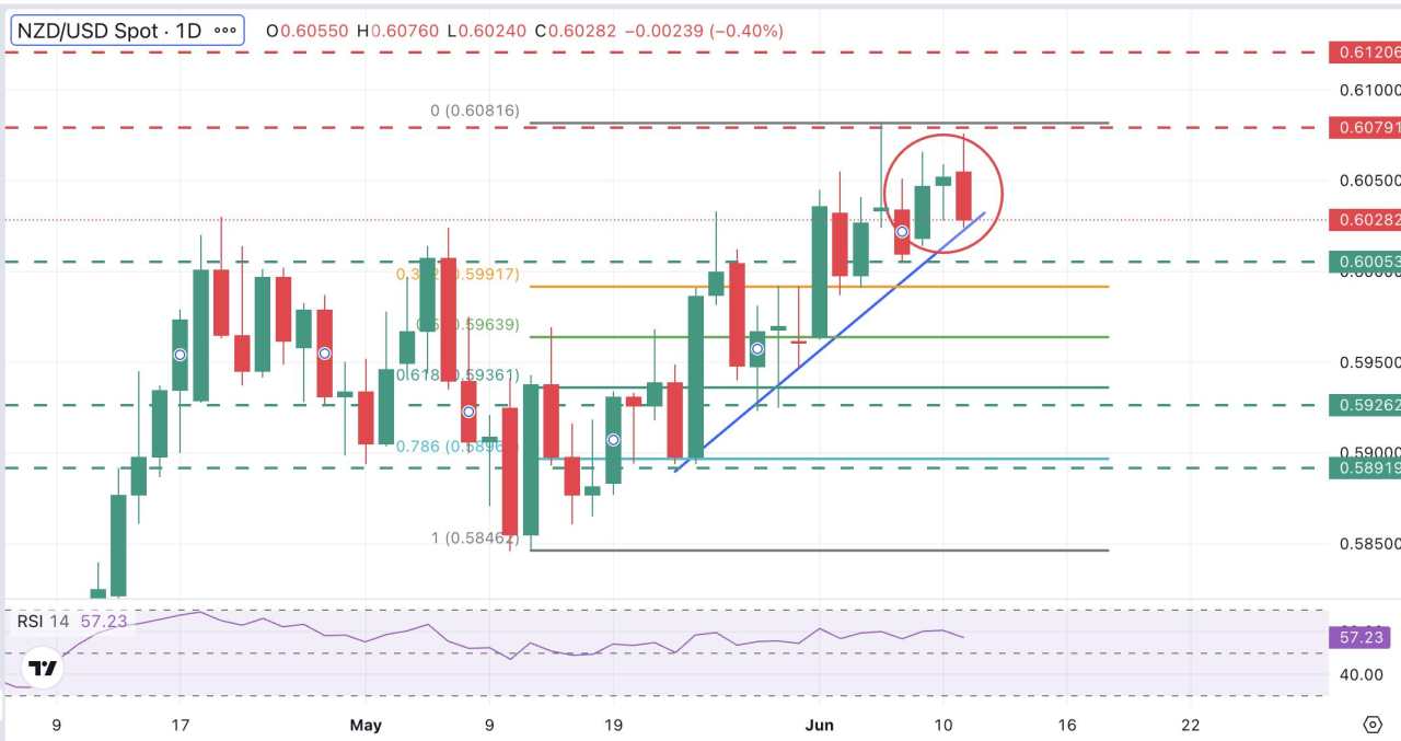 NZD/USD lùi về mức thấp 0,6030 khi nhà đầu tư chuẩn bị cho dữ liệu CPI của Mỹ