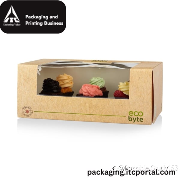 EcoByte ITC Cupcake Box with Window – Eco-Friendly, Hygienic Packaging for 6 Cupcakes