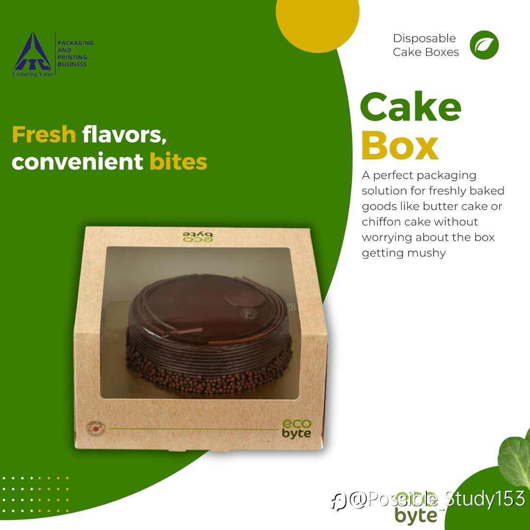 Buy EcoByte 1 Kg Disposable Cake Boxes with Window – Eco-Friendly, Biodegradable Cake Packaging for Bakeries & Parties
