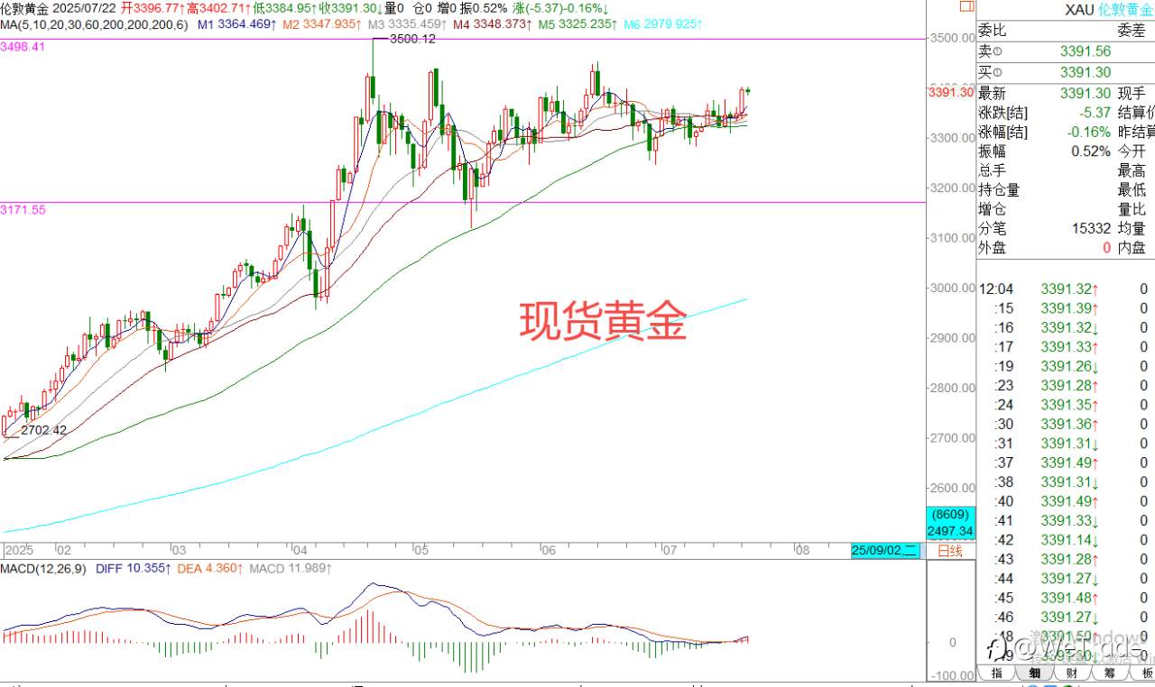 2025年7月22日|每日汇评-策略分析|王萍: 黄金震荡偏多运行