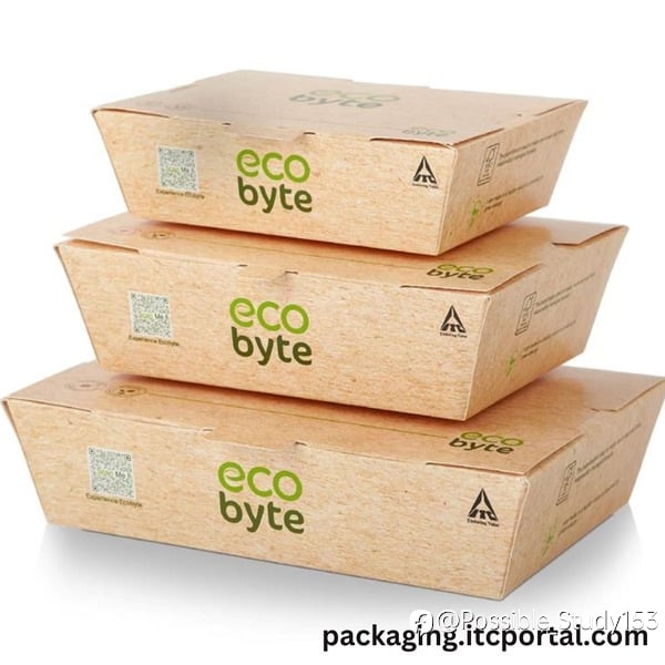 Eco-Friendly, Compostable & Plastic-Free: Ecobyte ITC Clamshell Lunch Box [750ml] – Pack of 15