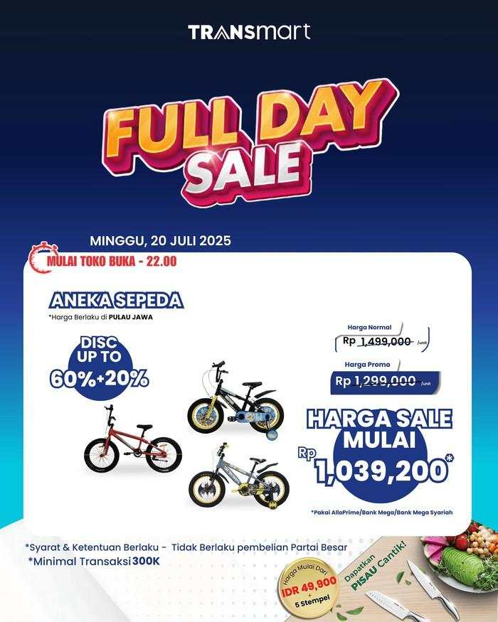 Diskon Gede Sepeda Anak di Transmart Full Day Sale, Harga Mulai Rp 1 Jutaan