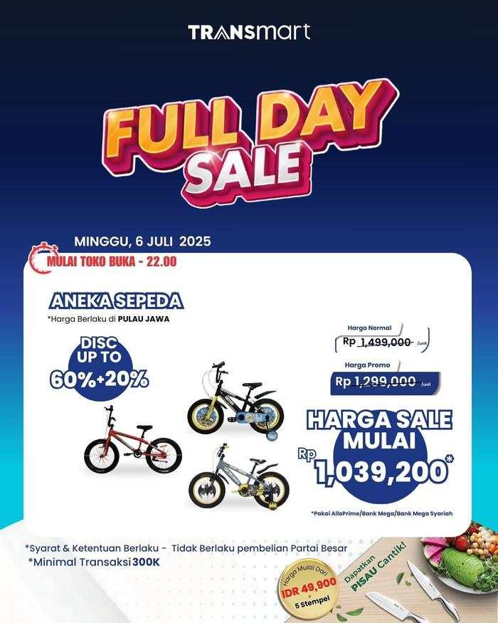 Belanja di Transmart Full Day Sale, Aneka Sepeda Diskon hingga Rp 450 Ribu