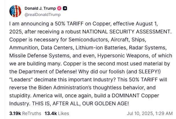 Copper tariffs confirmed – The question is not so much about the Fed’s next meeting