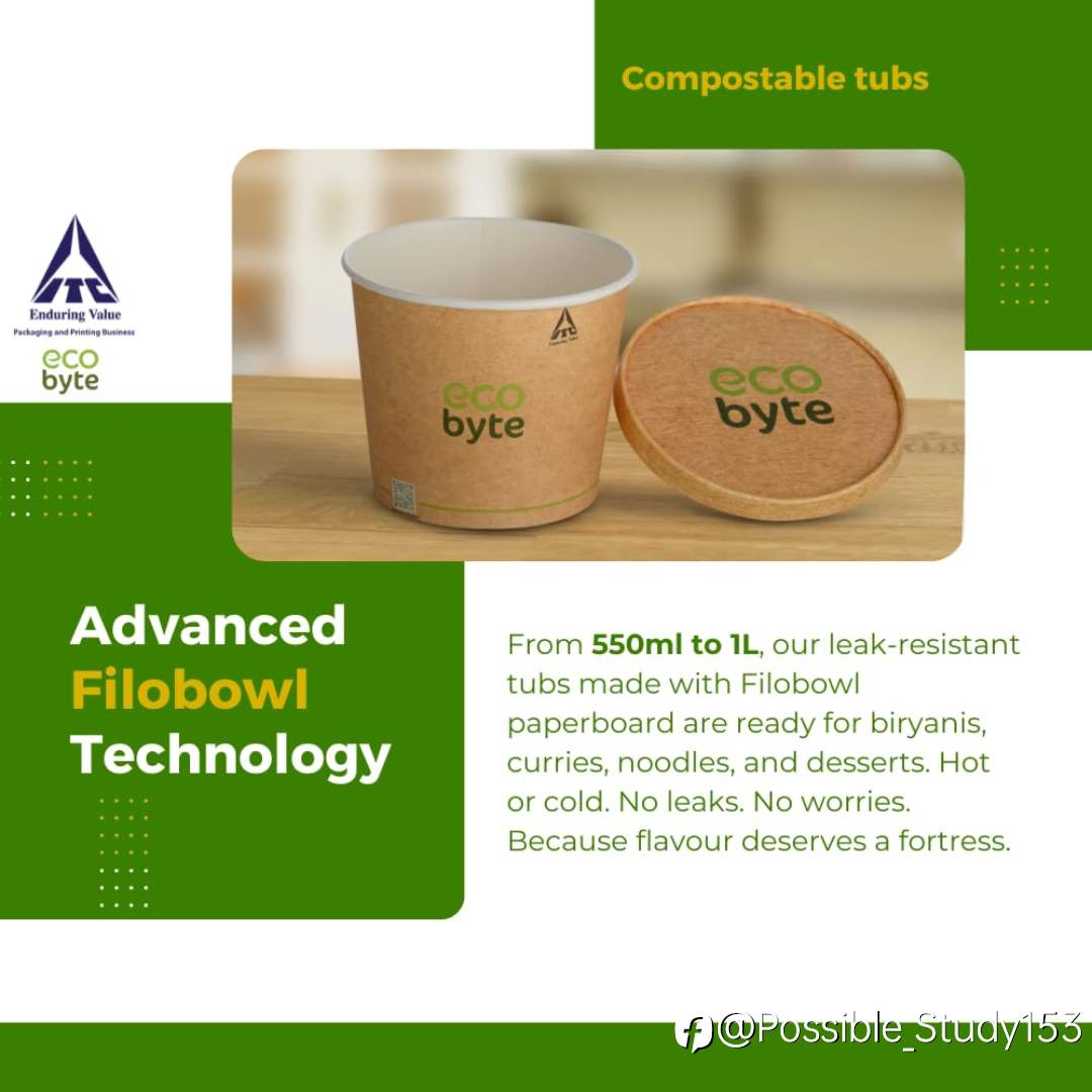 Ecobyte ITC Disposable Paper Tubs with Lids: Convenient, Leak-Proof & Eco-Friendly Food Containers