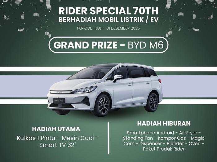 Rider Underwear Gelar Program Undian 'Beli Kolor Dapat Mobil Listrik'