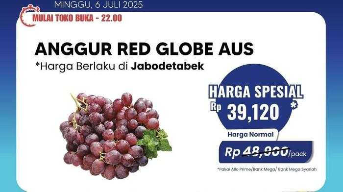 Anggur Red Globe Aus Lagi Diskon Gila-gilaan di Transmart Full Day Sale