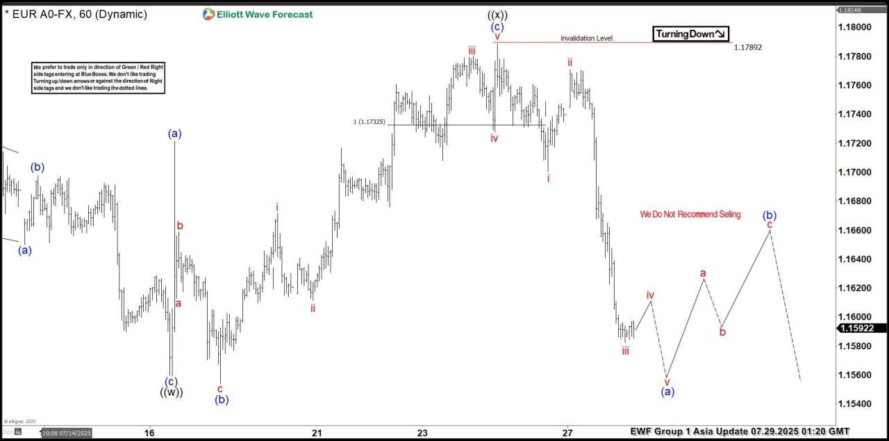Elliott Wave update: EUR/USD favors weakness in to support zone [Video]