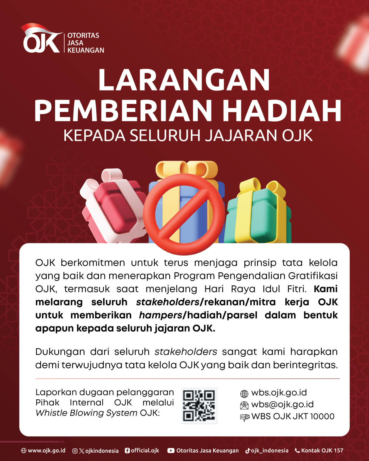 Larangan Pemberian Hadiah kepada Seluruh Jajaran OJK