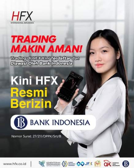 PT. HFX Internasional Berjangka secara resmi sudah terdaftar dan mendapatkan izin di bawah lembaga Keuangan Bank Indonesia (BI)