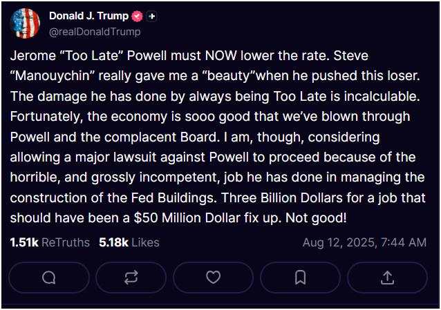 US President Trump slams Powell, threatens lawsuit; Dollar dips on Fed independence concerns