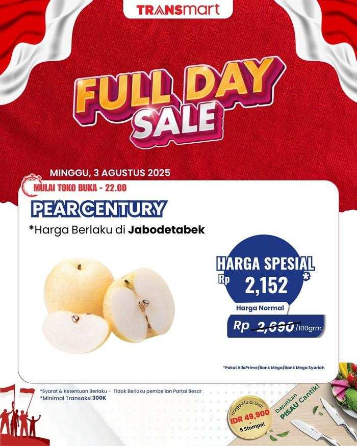 Cuma di Transmart Full Day Sale, Harga Pear Century Jadi Semurah Ini