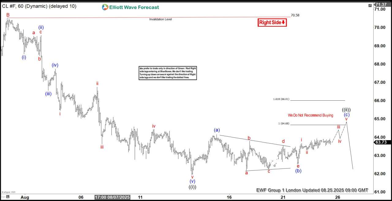 OIL (CL_F) Elliott Wave : Calling the Decline From the Equal Legs Area