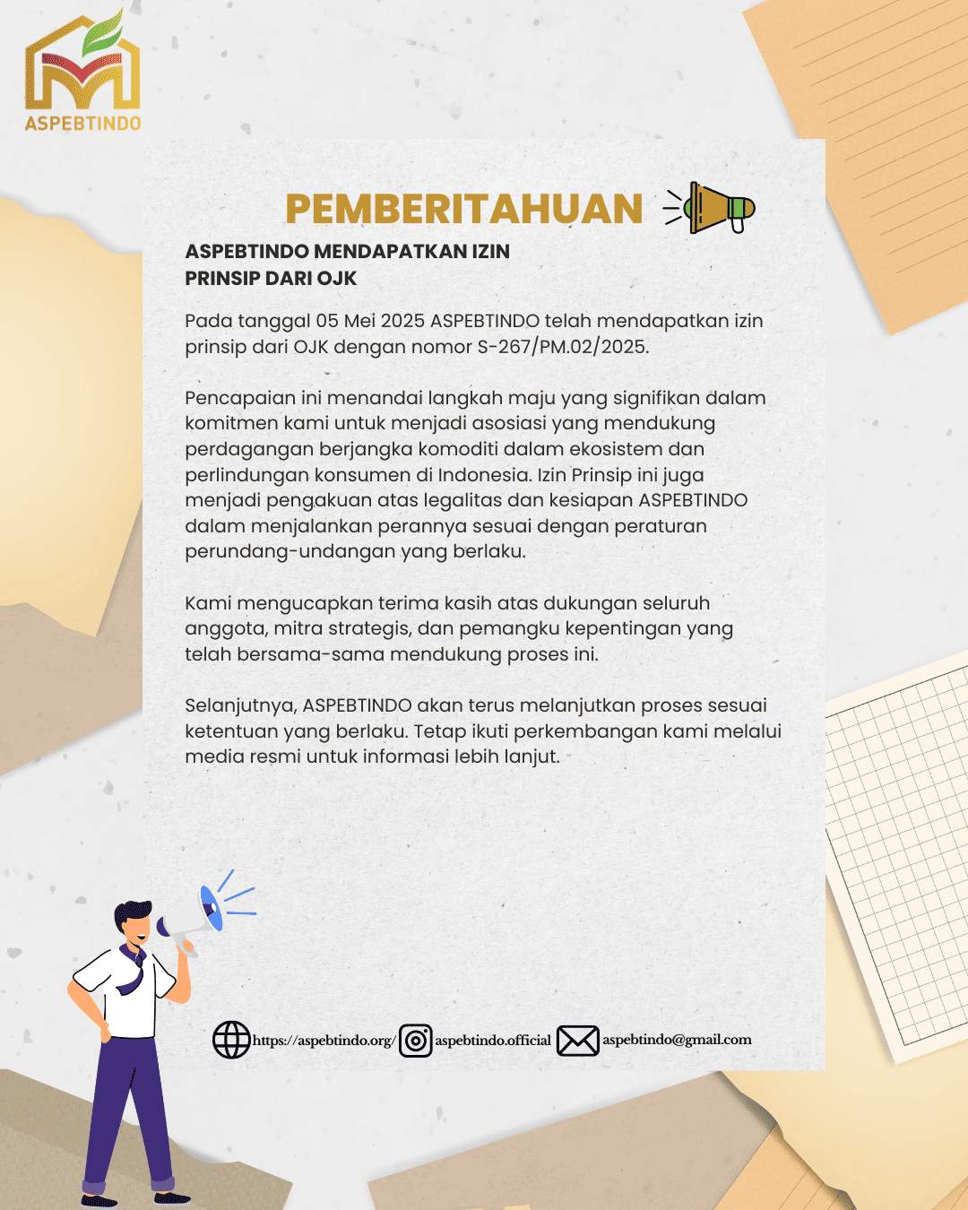 ASPEBTINDO Resmi Mendapatkan Izin Prinsip dari OJK