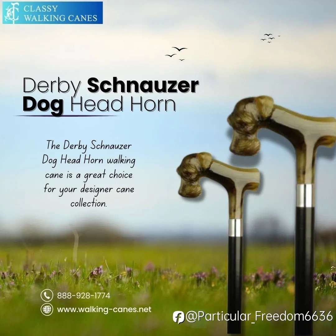 Derby Schnauzer Dog Head Horn walking cane