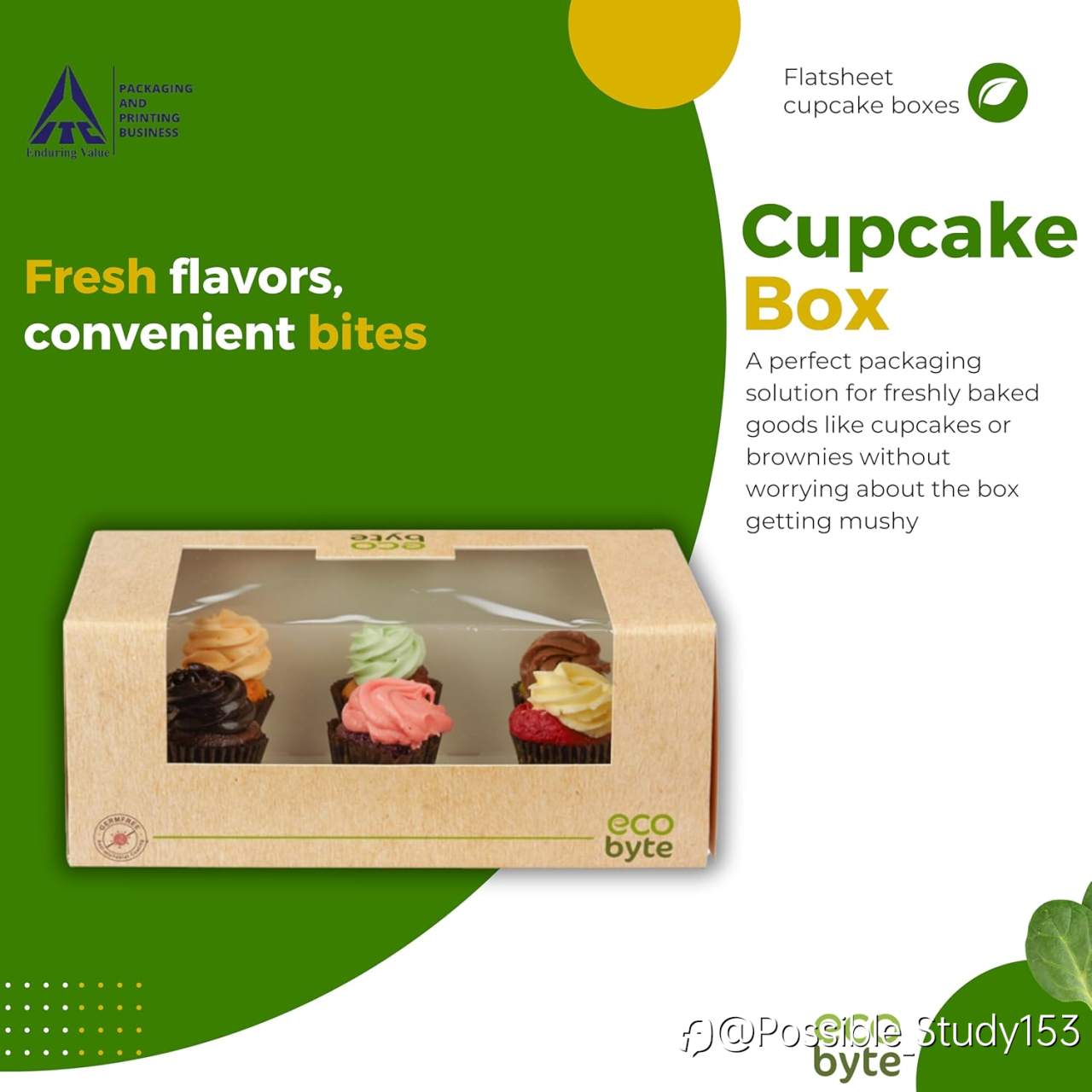 EcoByte Biodegradable Cupcake Boxes – Eco-Friendly Packaging for 6 Cupcakes