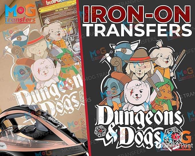 Dungeons & Dogs Iron-on Patch for T-Shirts – Funny DnD Graphic for Dog Lovers