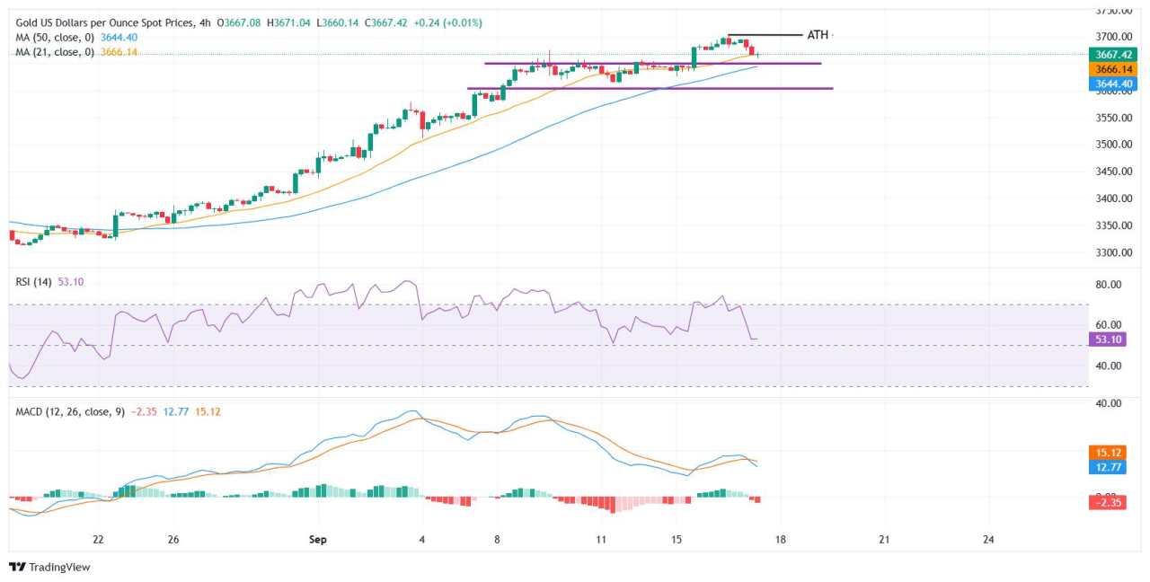 Gold corrects from record highs, Fed interest rate decision to steer direction