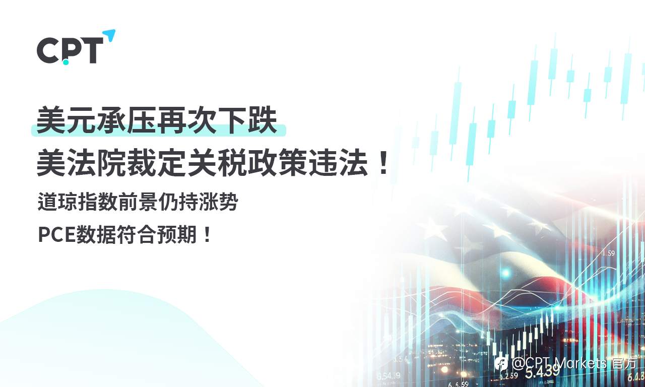 CPT Markets外汇评析:美元承压再次下跌,美法院裁定关税政策违法!道琼指数前景仍持涨势,PCE数据符合预期!