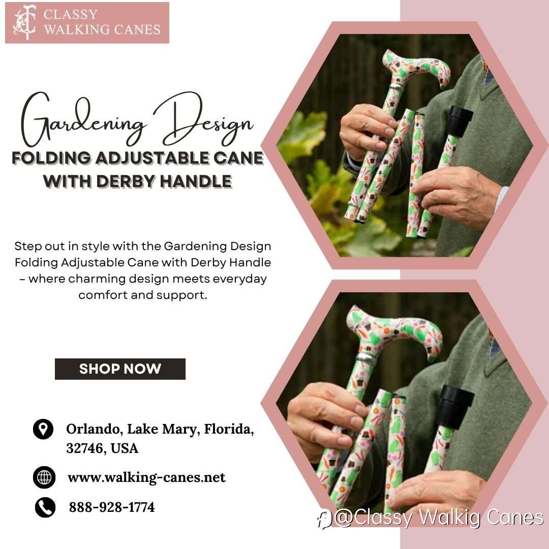 Gardening Design Folding Adjustable Cane with Derby Handle