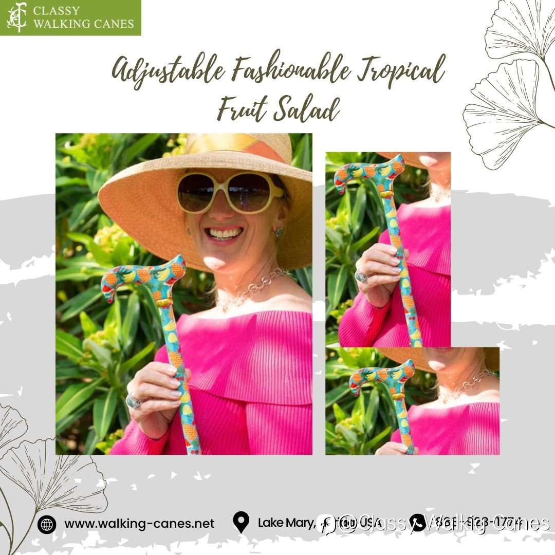 Adjustable Fashionable Tropical Fruit Salad Glamorous Walking Stick