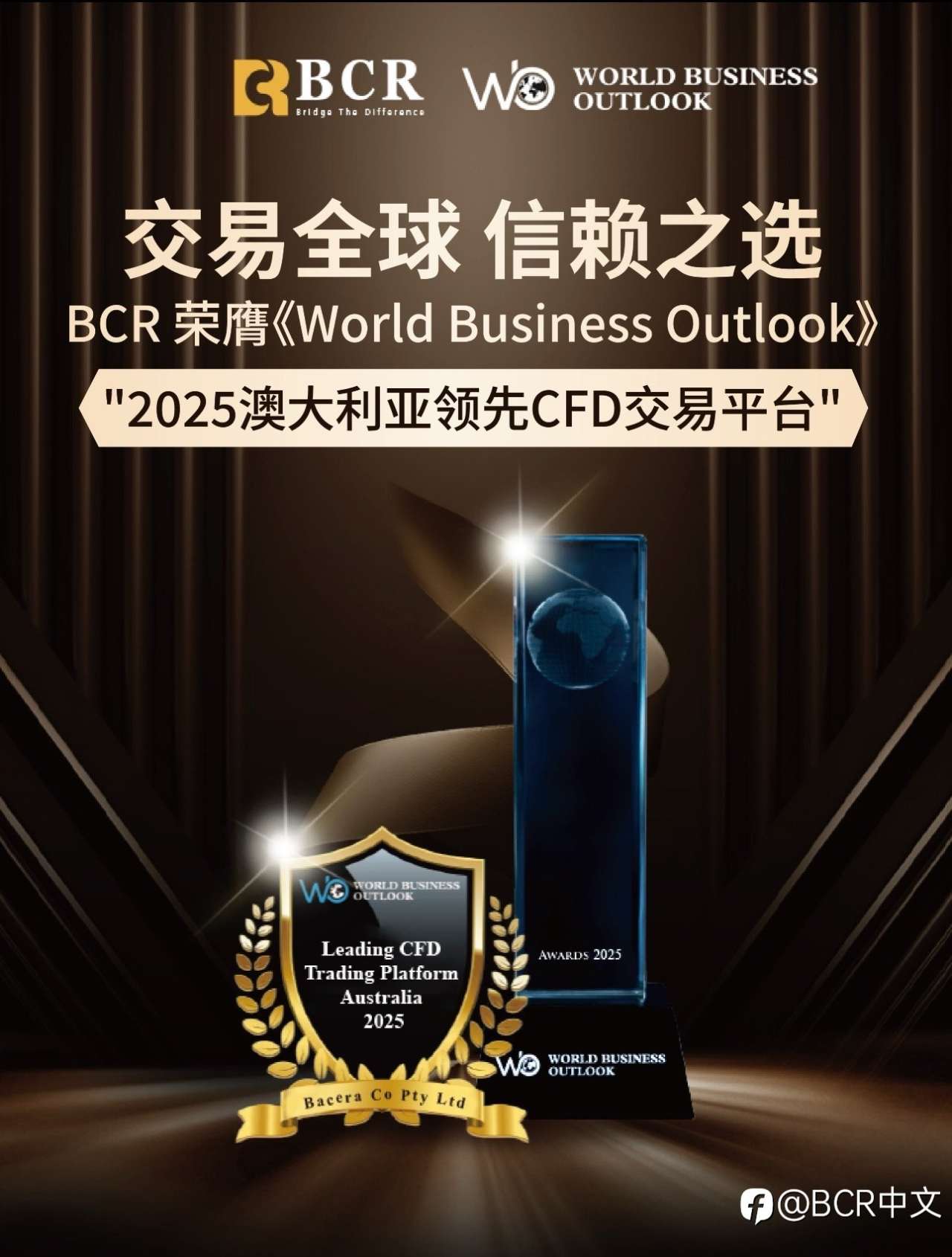 BCR荣膺2025澳大利亚领先CFD交易平台