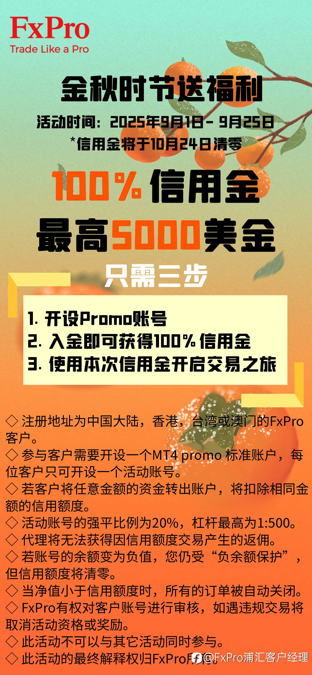 FxPro 特别优惠：100% 赠金+0% 爆仓比