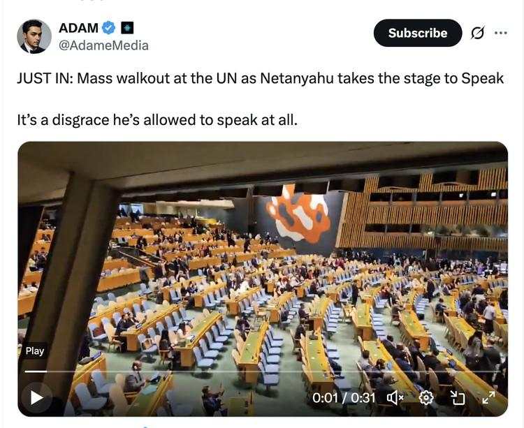 Walk Out Massal Saat Netanyahu Pidato, Netizen Ramai Bahas