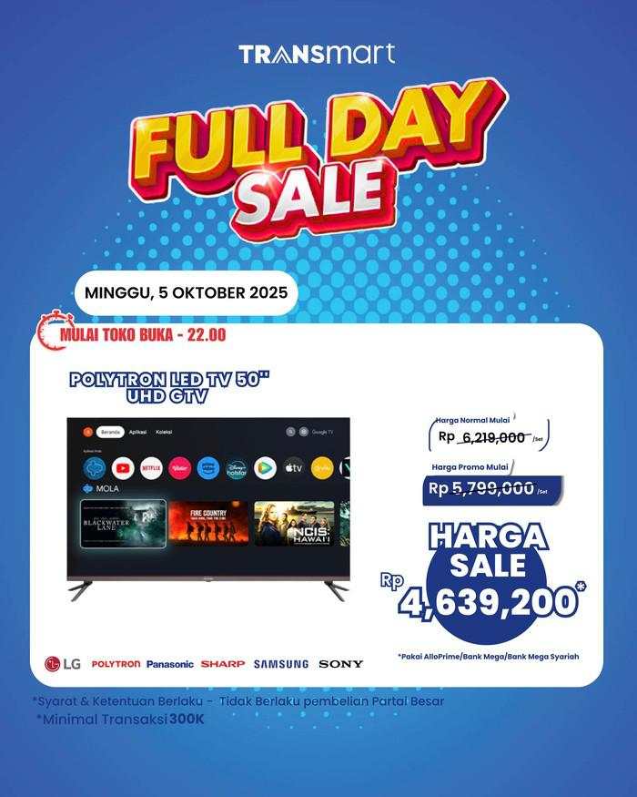 Gebyar Promo Transmart Full Day Sale, TV LED Diskon Rp 1 Jutaan!