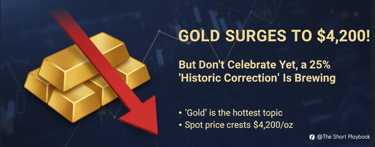 Gold Surges to $4,200! But Don't Celebrate Yet, a 25% Historic Correction Is Brewing