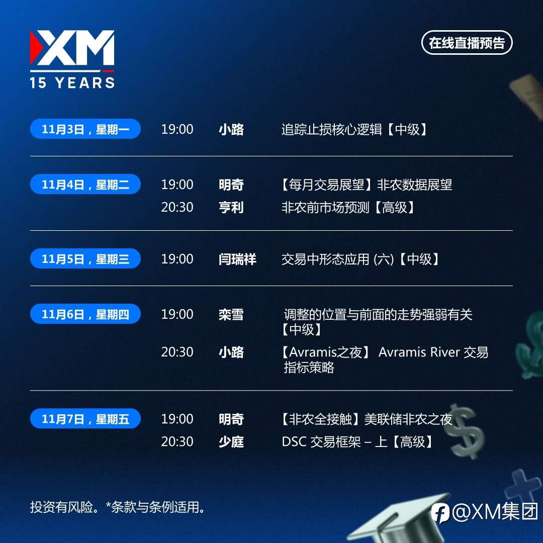 |XM| 中文在线直播讲座,下周预告(11/3-11/7)