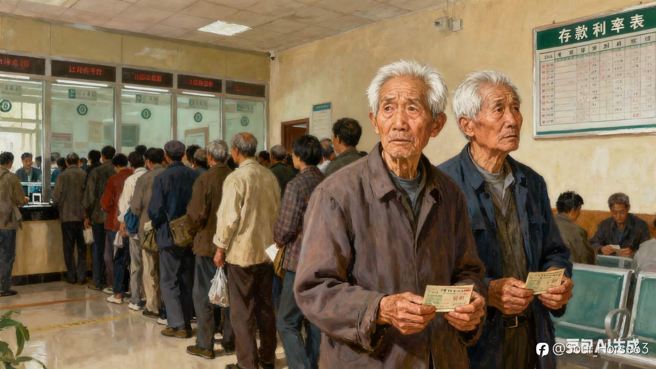 我每个月给爸妈打生活费，但他们为了“取钱”，要去镇上唯一的银行排半天队