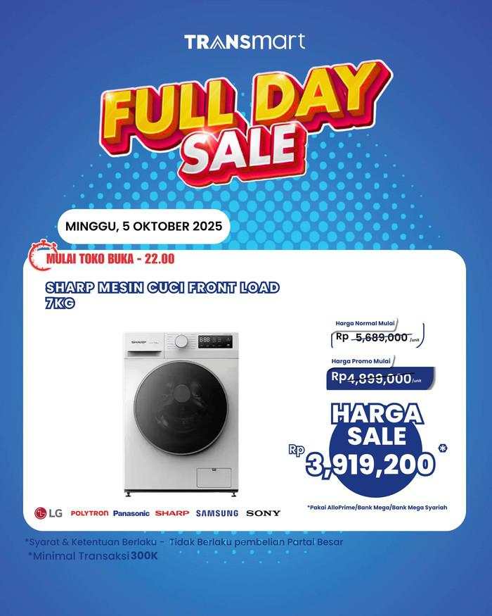 Di Transmart Full Day Sale Mesin Cuci Front Loading 7 Kg Cuma Rp 3 Jutaan
