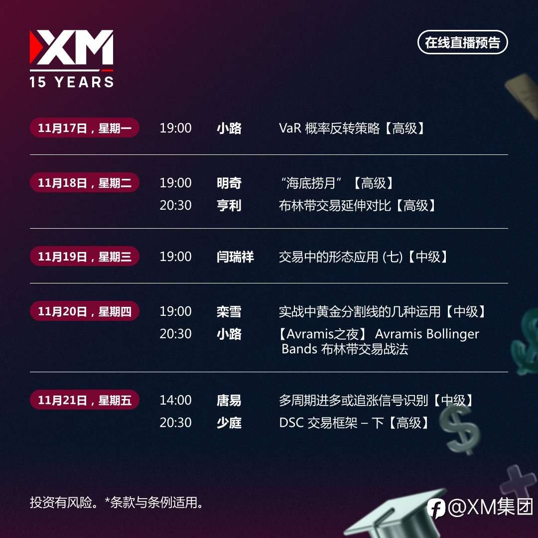 |XM| 中文在线直播讲座,下周预告(11/17-11/21)