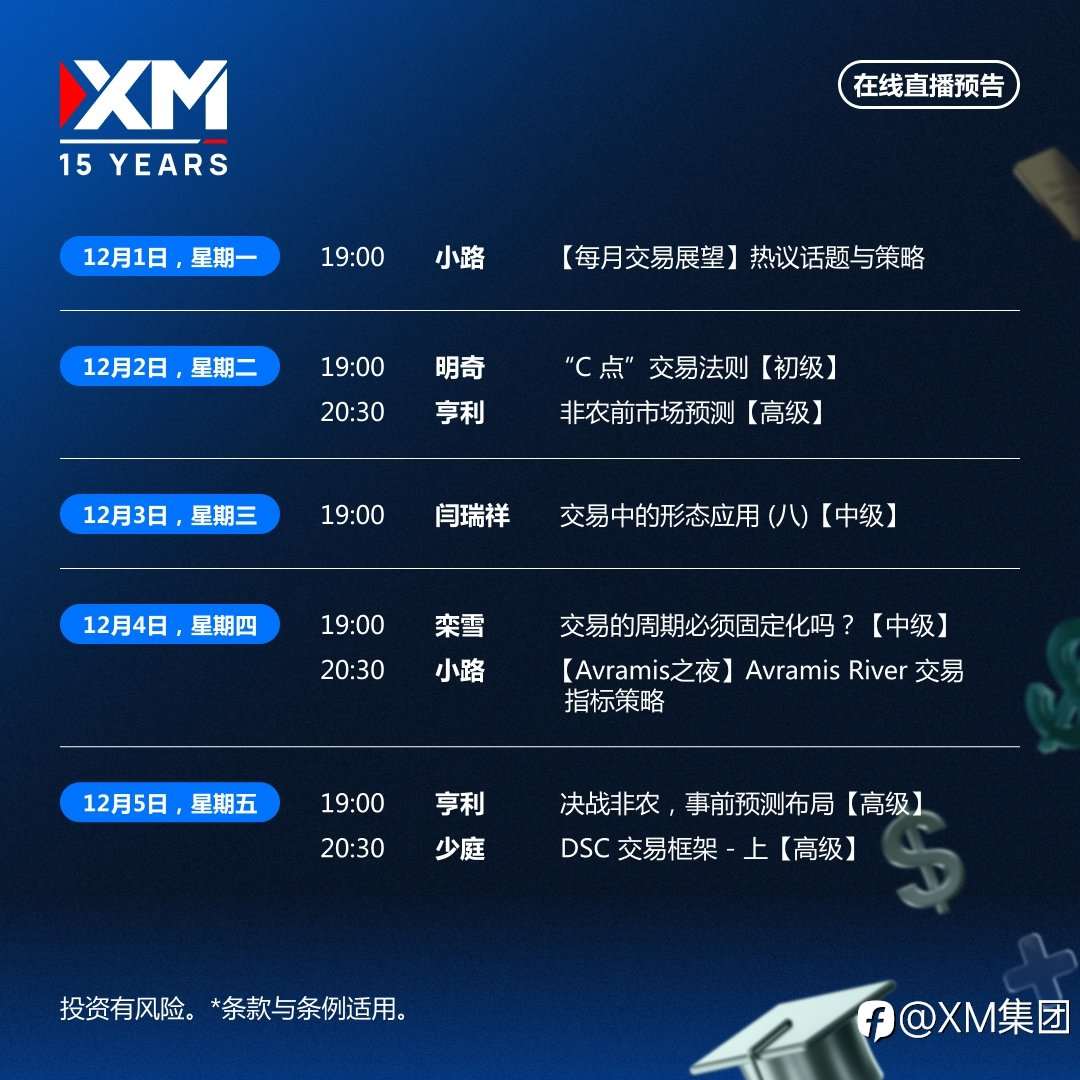 |XM| 中文在线直播讲座,下周预告(12/1-12/5)