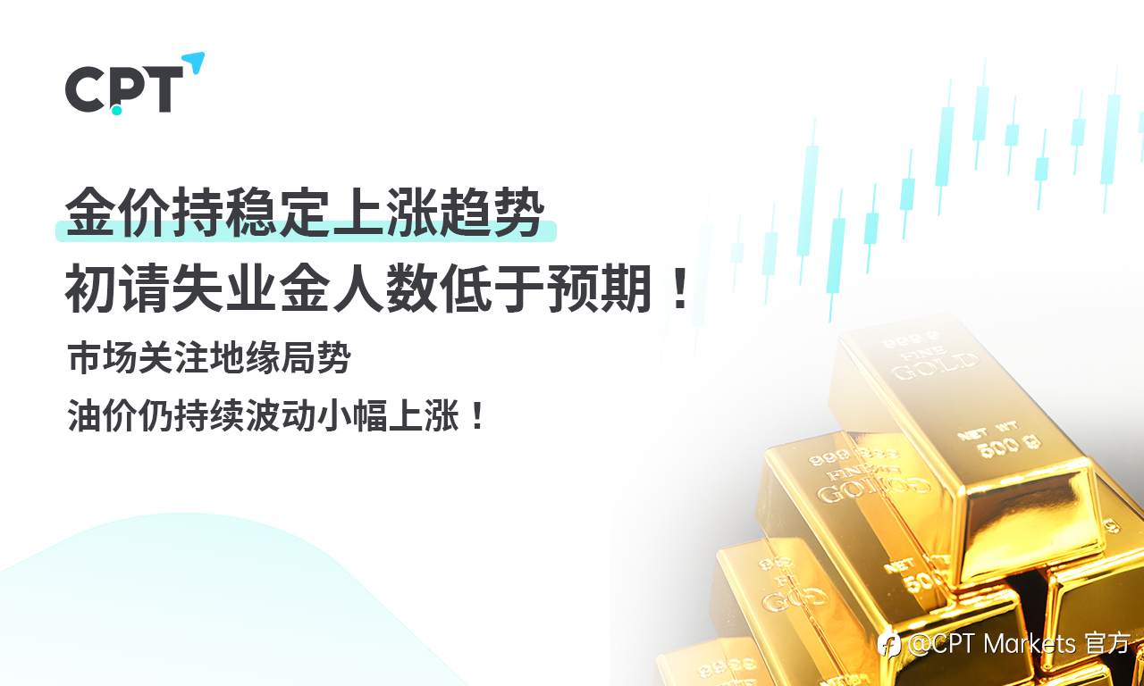 CPT Markets 黄金与原油评析:金价持稳定上涨趋势,初请失业金人数低于预期!市场关注地缘局势,油价仍持续波动