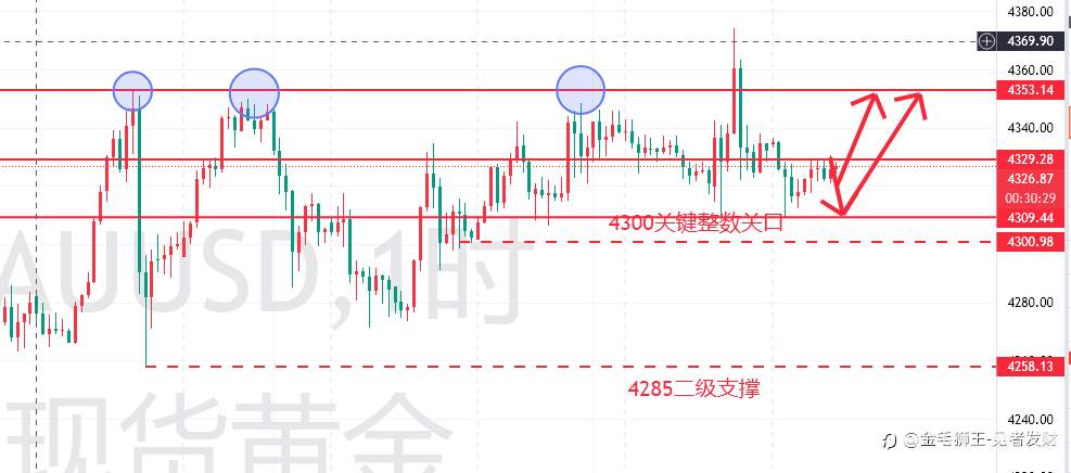 老狮12.19黄金晚评；黄金日内继续维持震荡，盘中给出4307附近的多单走出一些空间
