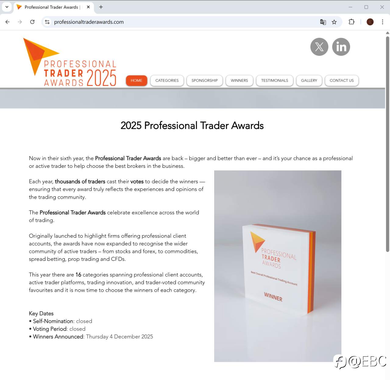 EBC金融集团再获「全球最佳」