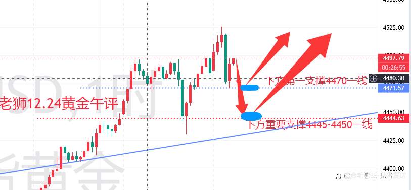 老狮12.24黄金午评：短线加速震荡后思路更新