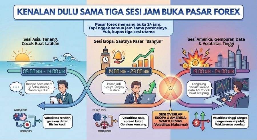 STRATEGI CUAN SANTAI BERDASARKAN JAM BUKA PASAR FOREX