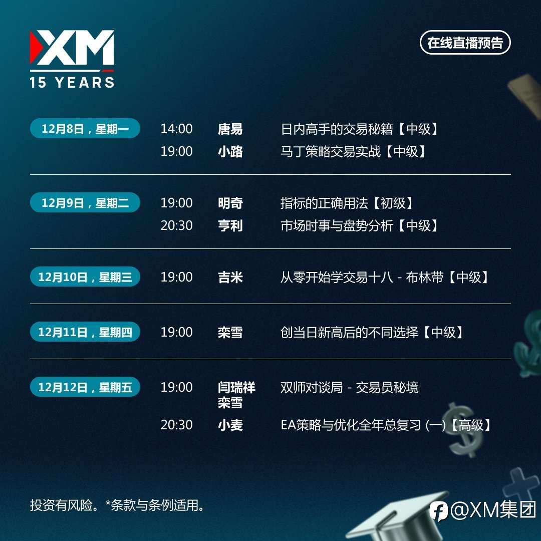 |XM| 中文在线直播讲座,下周预告(12/8-12/12)