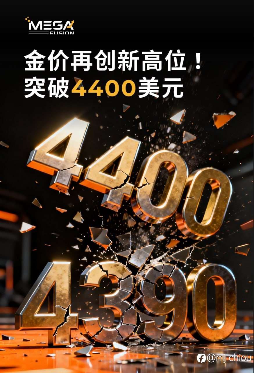 黄金突破4400美元
