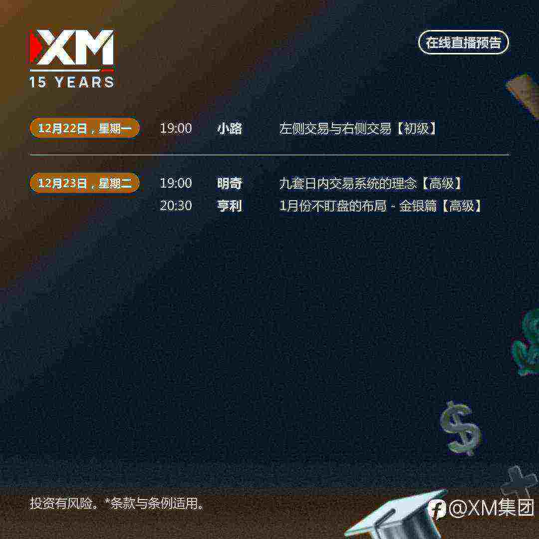 |XM| 中文在线直播讲座,下周预告(12/22-12/23)
