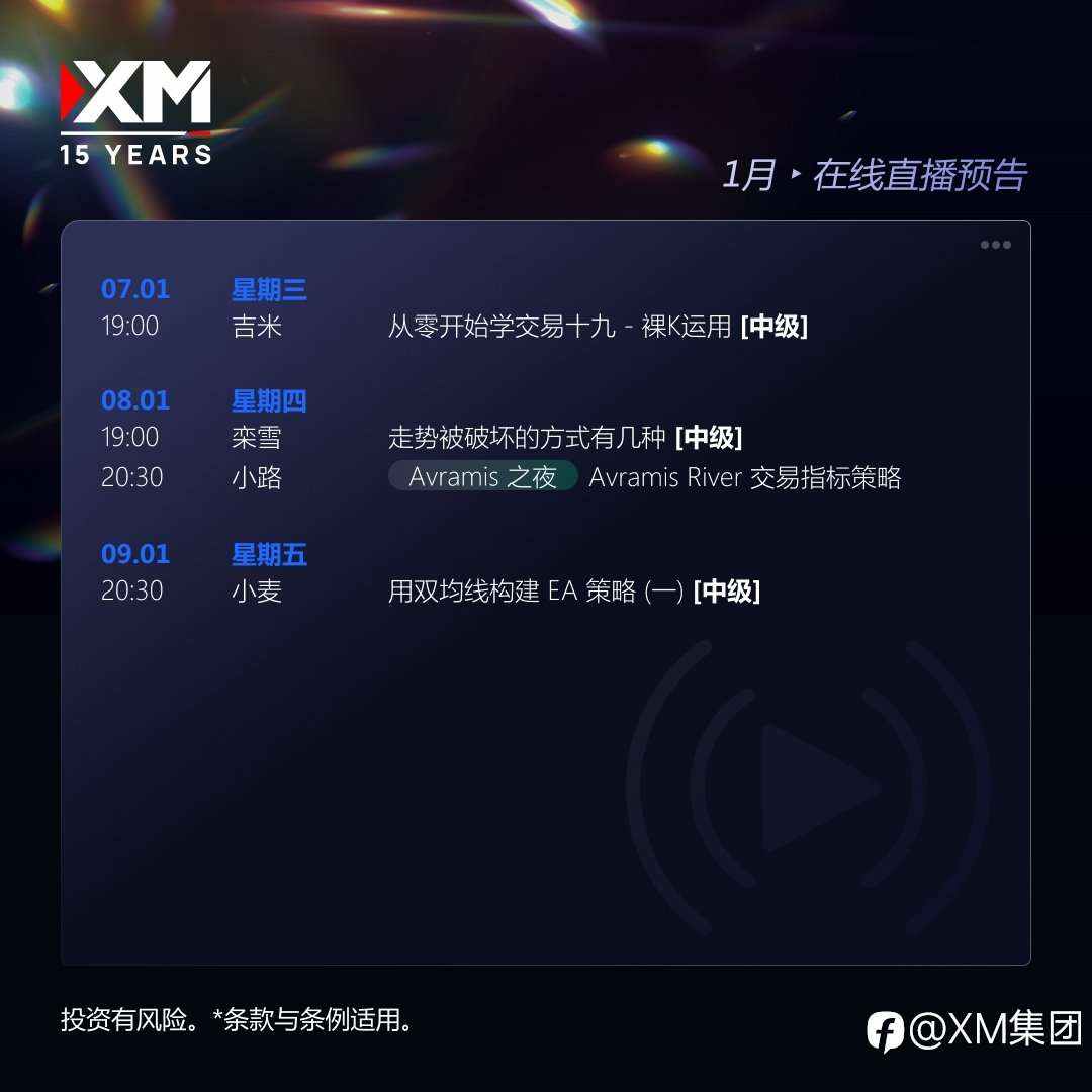|XM| 中文在线直播讲座，下周预告（1/7-1/9）