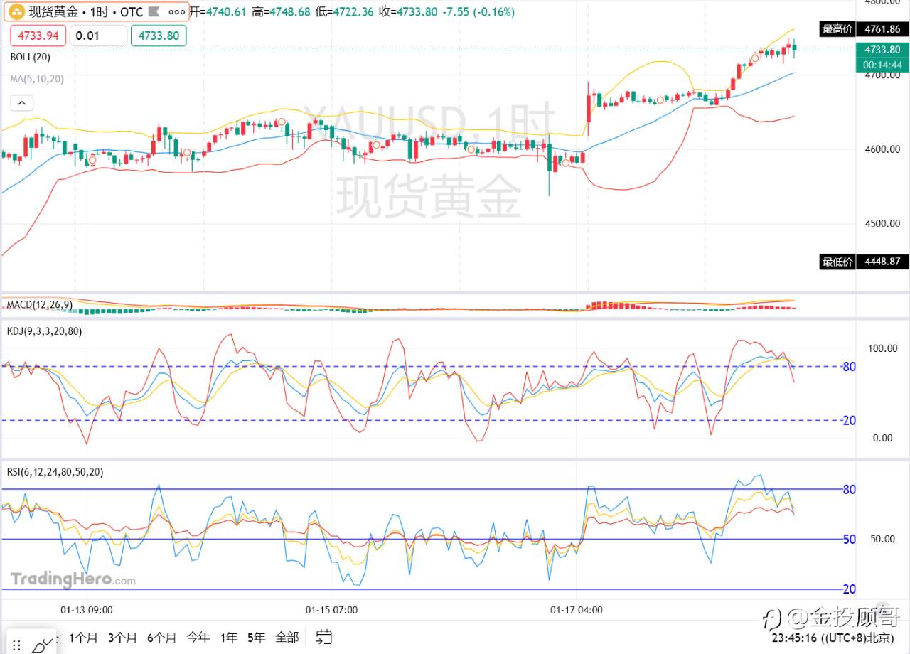金投顾哥：1月20号午夜金评纳斯达克开盘遇挫黄金市场狂欢