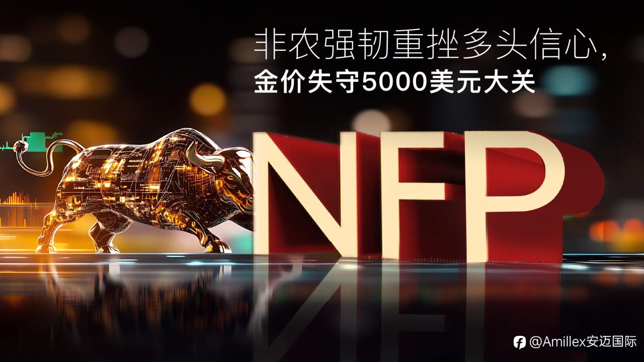 Amillex安迈每日汇评｜非农强韧重挫多头信心，金价失守5000美元大关