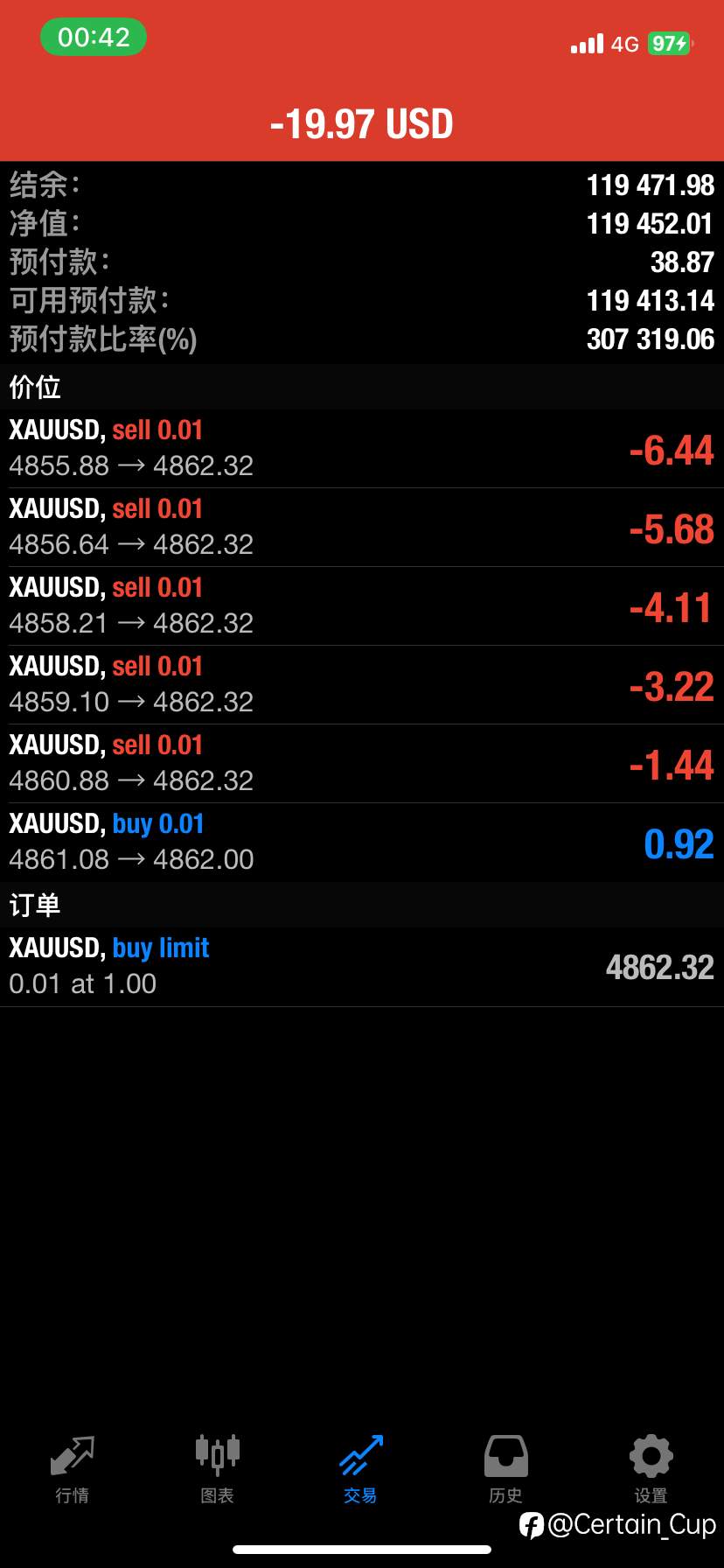 晒一下师兄的美元账户