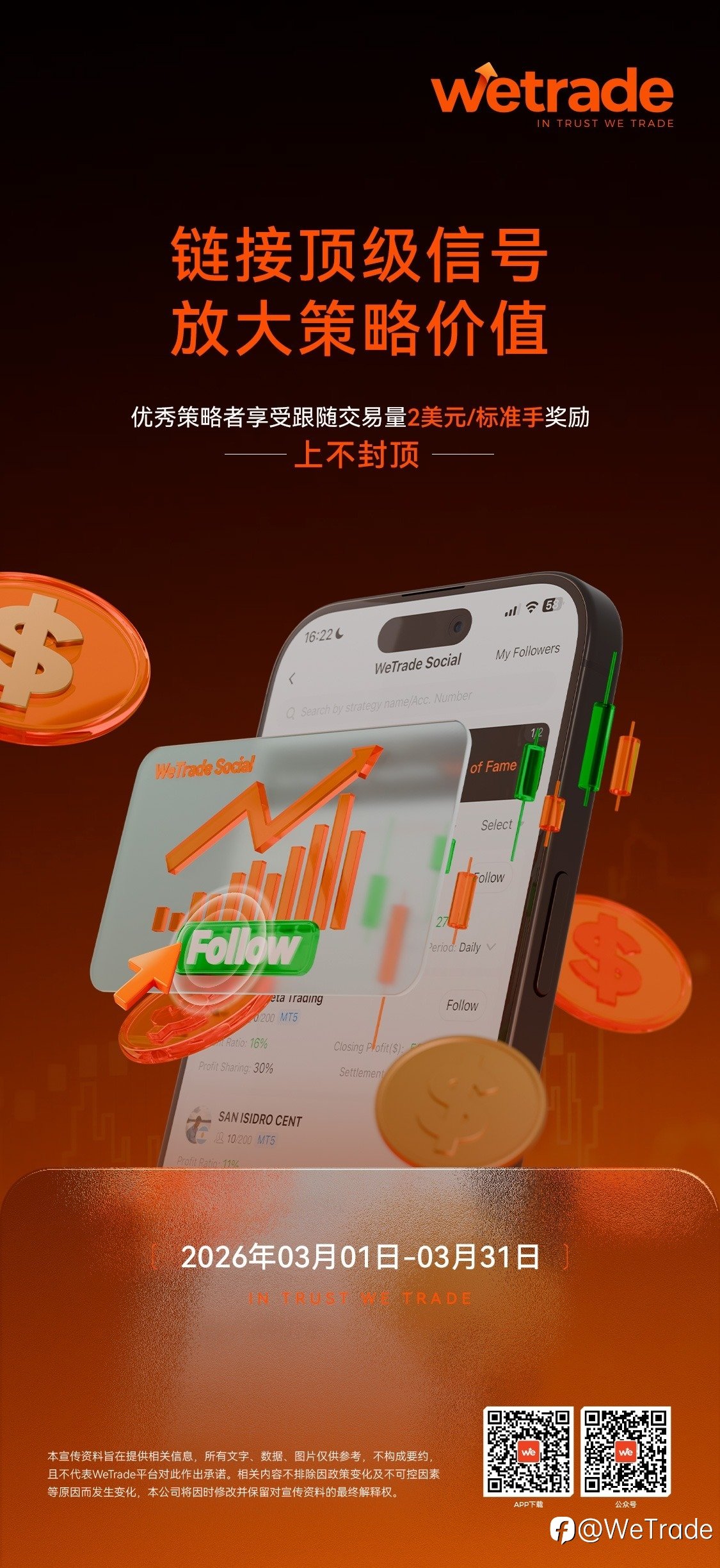 加入WeTrade 跟单社区,享无限返现奖励